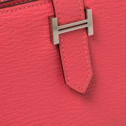 Pre Owned Hermes Rose Azalee Chevre Mysore Bearn Wallet