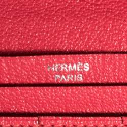 Pre Owned Hermes Rose Azalee Chevre Mysore Bearn Wallet