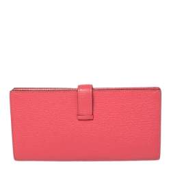 Pre Owned Hermes Rose Azalee Chevre Mysore Bearn Wallet