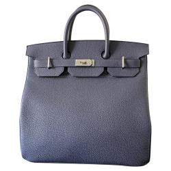 Hermes Bleu Nuit Togo Leather Palladium Hardware HAC Birkin 40 Bag