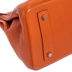Hermes Orange Togo Leather Palladium Finished Shoulder Birkin JPG 42 Bag