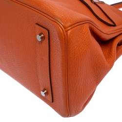 Hermes Orange Togo Leather Palladium Finished Shoulder Birkin JPG 42 Bag