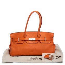 Hermes Orange Togo Leather Palladium Finished Shoulder Birkin JPG 42 Bag