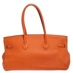 Hermes Orange Togo Leather Palladium Finished Shoulder Birkin JPG 42 Bag