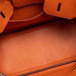 Hermes Orange Togo Leather Palladium Finished Shoulder Birkin JPG 42 Bag