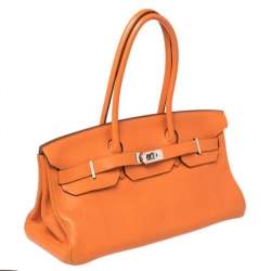 Hermes Orange Togo Leather Palladium Finished Shoulder Birkin JPG 42 Bag