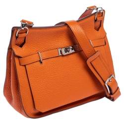 Pre Owned Hermes Orange Taurillon Clemence Leather Palladium Plated Jypsiere 28 Bag