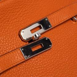 Pre Owned Hermes Orange Taurillon Clemence Leather Palladium Plated Jypsiere 28 Bag