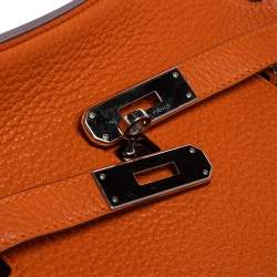Pre Owned Hermes Orange Taurillon Clemence Leather Palladium Plated Jypsiere 28 Bag