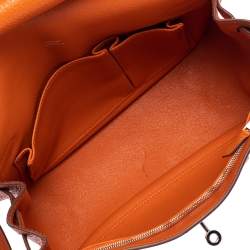Pre Owned Hermes Orange Taurillon Clemence Leather Palladium Plated Jypsiere 28 Bag