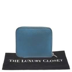 Pre Owned Hermes Bleu Paradis Epsom Leather Azap Compact Wallet