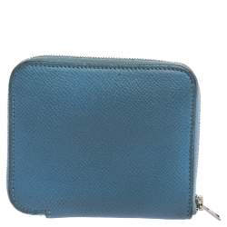 Pre Owned Hermes Bleu Paradis Epsom Leather Azap Compact Wallet