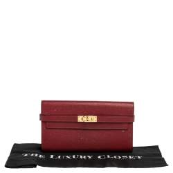 Hermes Ruby Epsom Leather Kelly Classic Wallet