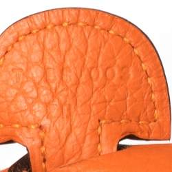 Pre Owned Hermes Feu Taurillon Clemence Leather Evelyne III PM Bag