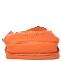 Pre Owned Hermes Feu Taurillon Clemence Leather Evelyne III PM Bag