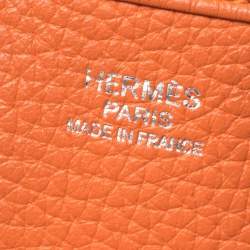 Pre Owned Hermes Feu Taurillon Clemence Leather Evelyne III PM Bag