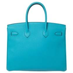 Hermes Turquoise Togo Leather Gold Hardware Birkin 35 Bag