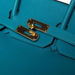 Hermes Turquoise Togo Leather Gold Hardware Birkin 35 Bag