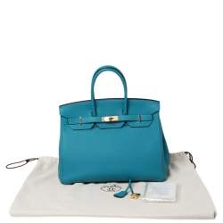 Hermes Turquoise Togo Leather Gold Hardware Birkin 35 Bag