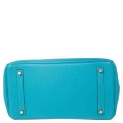 Hermes Turquoise Togo Leather Gold Hardware Birkin 35 Bag