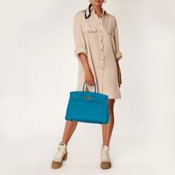 Hermes Turquoise Togo Leather Gold Hardware Birkin 35 Bag