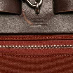 Pre Owned Hermes Rouge H/Ebene Canvas and Leather Herbag Zip 31 Bag