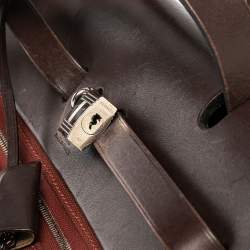 Pre Owned Hermes Rouge H/Ebene Canvas and Leather Herbag Zip 31 Bag
