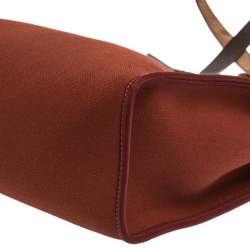 Pre Owned Hermes Rouge H/Ebene Canvas and Leather Herbag Zip 31 Bag