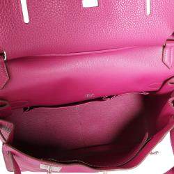 Pre Owned Hermes Tosca/Pink Clemence Leather Jypsiere 34 Bag