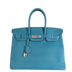 Hermes Colvert/Blue Togo Leather Palladium Hardware Birkin 35 Bag