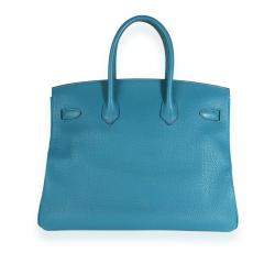 Hermes Colvert/Blue Togo Leather Palladium Hardware Birkin 35 Bag