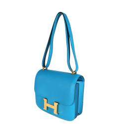 Hermes Blue Leather Constance 24 (2017) Bag