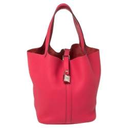 Pre Owned Hermes Rose Tyrien Togo Leather Picotin Lock MM Bag
