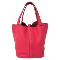 Pre Owned Hermes Rose Tyrien Togo Leather Picotin Lock MM Bag