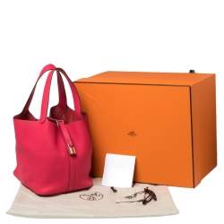 Pre Owned Hermes Rose Tyrien Togo Leather Picotin Lock MM Bag
