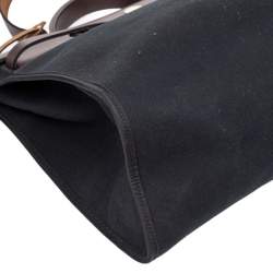 Pre Owned Hermes Black/Cacao Canvas and Leather Herbag Zip 39 Bag
