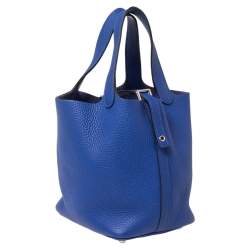 Pre Owned Hermes Bleu Electrique Taurillon Clemence Leather Picotin Lock PM Bag