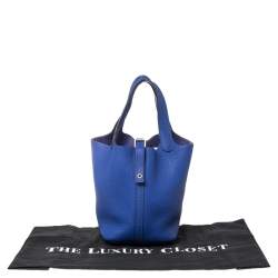 Pre Owned Hermes Bleu Electrique Taurillon Clemence Leather Picotin Lock PM Bag