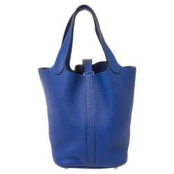 Pre Owned Hermes Bleu Electrique Taurillon Clemence Leather Picotin Lock PM Bag