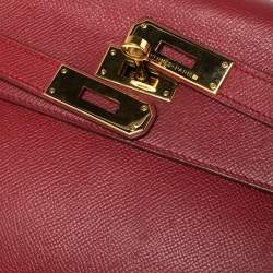 Hermes Rouge VIF Courchevel Leather Gold Finished Kelly Retourne 32 Bag