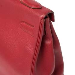 Hermes Rouge VIF Courchevel Leather Gold Finished Kelly Retourne 32 Bag