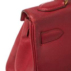 Hermes Rouge VIF Courchevel Leather Gold Finished Kelly Retourne 32 Bag