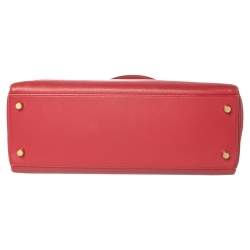 Hermes Rouge VIF Courchevel Leather Gold Finished Kelly Retourne 32 Bag