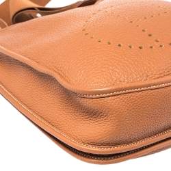 Pre Owned Hermes Gold Taurillon Clemence Leather Evelyne III PM Bag