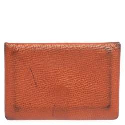 Hermès  Orange Epsom Leather Calvi Card Holder