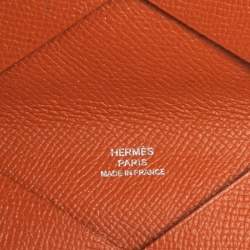 Hermès  Orange Epsom Leather Calvi Card Holder