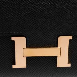 Pre Owned Hermes Noir Epsom Leather Constance Long Wallet