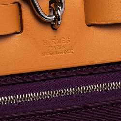 Pre Owned Hermes Fauve/Cassis/Anemone Canvas and Leather Herbag Zip 31 Bag