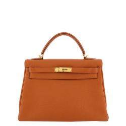Hermes Orange Togo Leather Gold Hardware Kelly Retourne 32 Bag