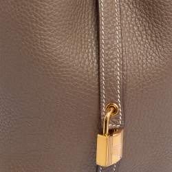 Pre Owned Hermes Etoupe Taurillon Clemence Leather Picotin Lock PM Bag